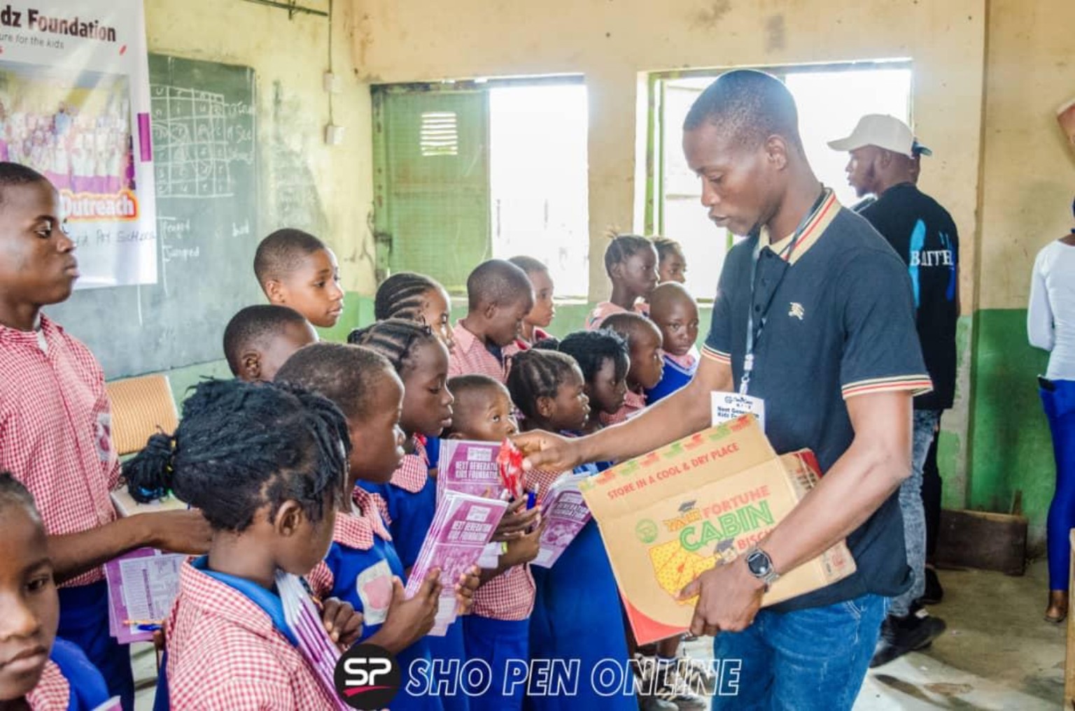 Community visit with children in a classroom
