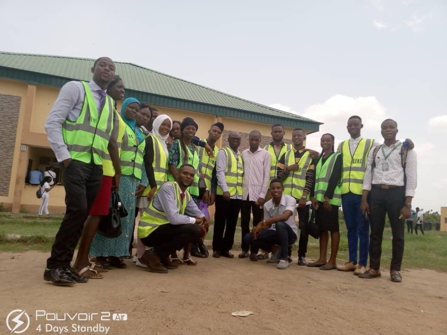 Community volunteers gathered outside