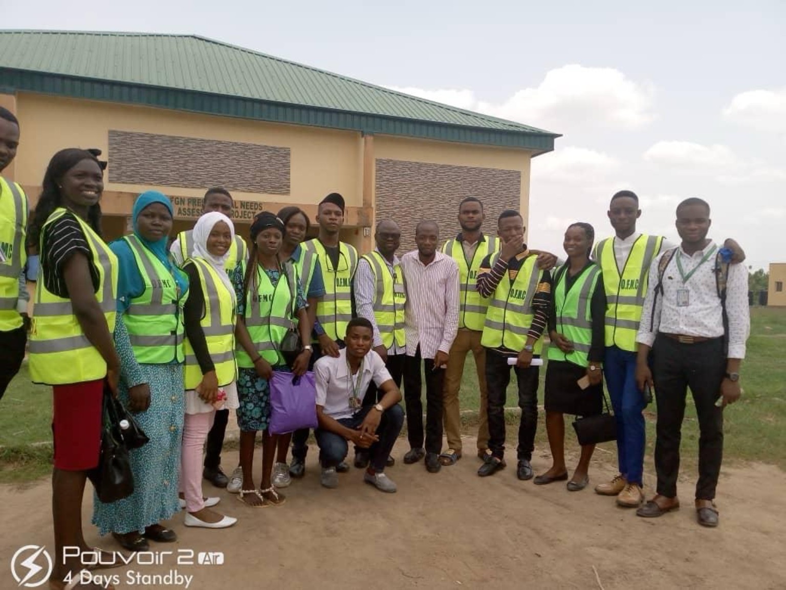 Community volunteers gathered outside